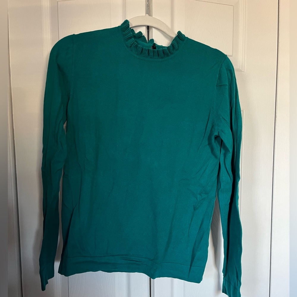 J.Crew Factory Teal Ruffle Sweater